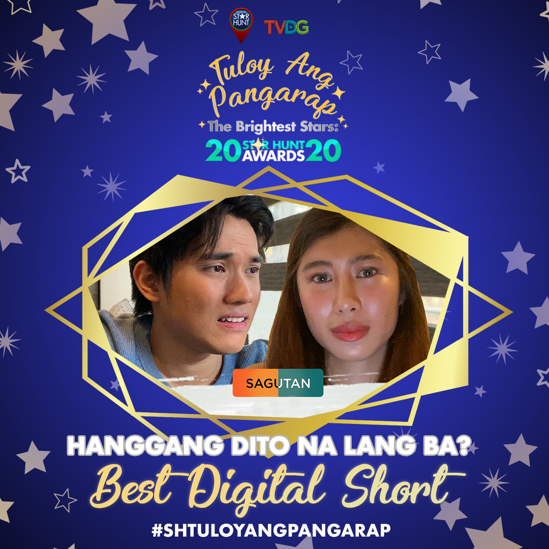starhuntabscbn's tweet photo. The Best Digital Short Award goes to Hanggang Dito na lang ba? starring @_kiatakahashi &amp; @ianpangilinan_ 
#SHTuloyAngPangarap https://t.co/BKpGkiBslH