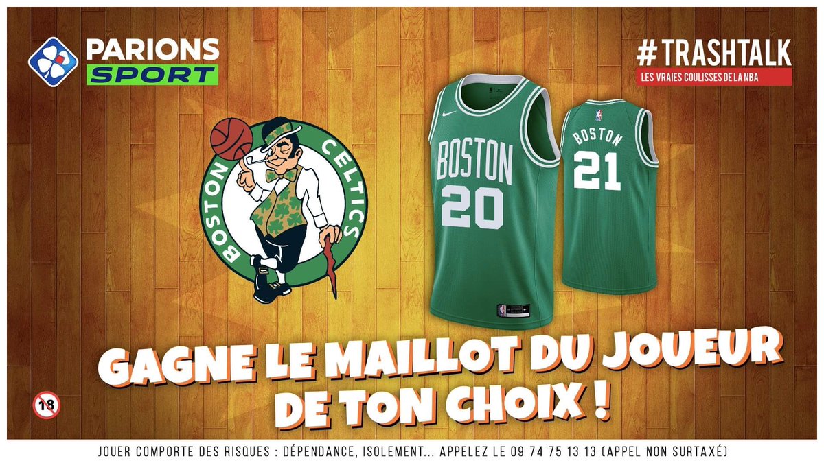 🎁 JEU-CONCOURS 🎁

Avec les #30PREVIEWSEN22JOURS, TrashTalk et ParionsSport refont ta garde-robe !

🚨 GAGNE LE MAILLOT DU JOUEUR DE TON CHOIX CHEZ LES CELTICS ! 🚨

Pour participer :

1⃣ RT CE TWEET 
2⃣ FOLLOW @TRASHTALK_FR ET @PARIONSSPORT

(TAS LE 26/12)