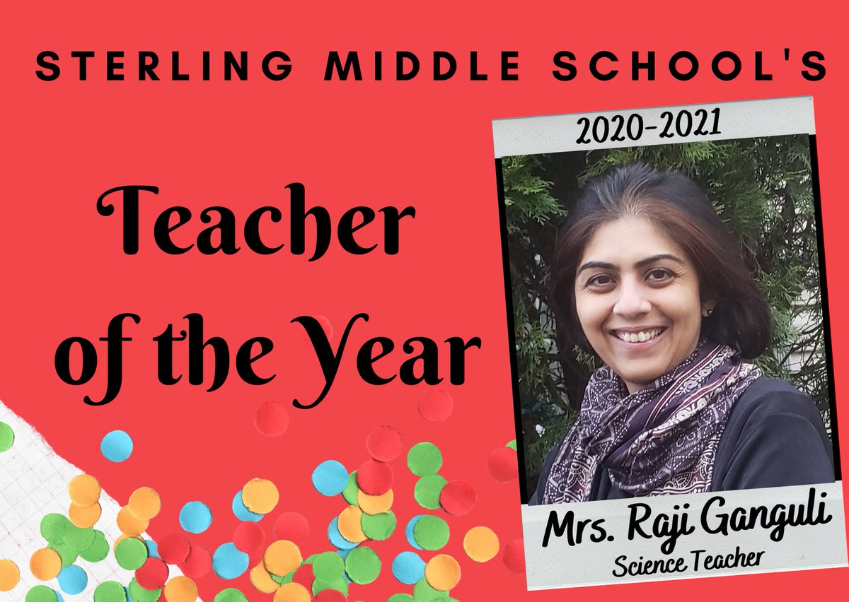 Proud to recognize, Mrs. Raji Ganguli, our 2020-2021 Sterling Middle School Teacher of the Year &amp; nomination for LCPS Teacher of the Year! She fosters deeper learning, develops meaningful business partnerships, &amp; empowers all students. #lcps21 <a href="/ARRIS/">ARRIS</a> <a href="/STEMin30/">Smithsonian's STEM in 30</a> @ScienceAtSTM
