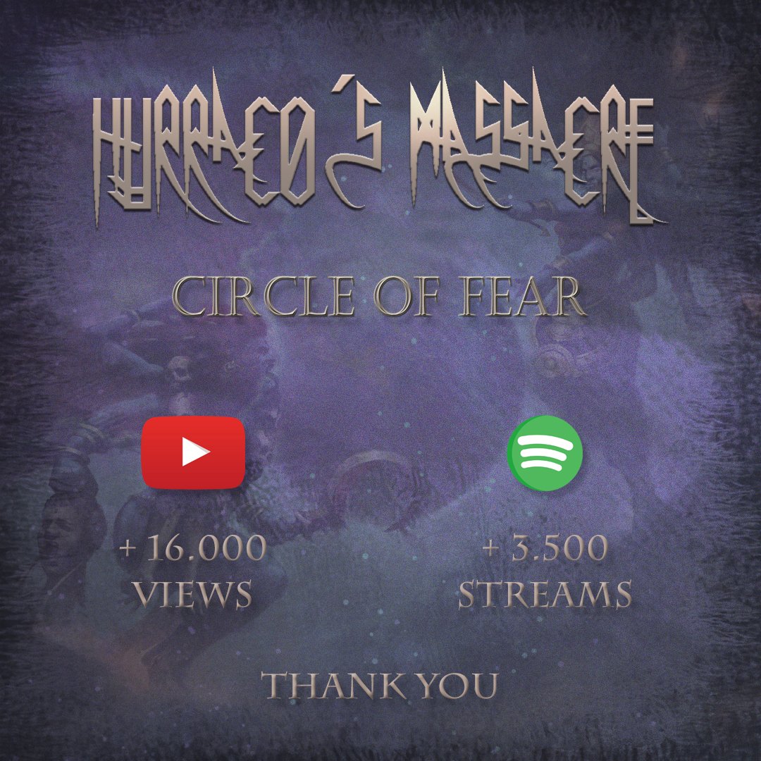 HurracoMetal's tweet photo. Nuestro single Circle of Fear lleva mas de 16000 visualizaciones en youtube y mas de 3500 escuchas en spotify!!!

MUCHISIMAS GRACIAS!!!! https://t.co/4MA4x7l6PS