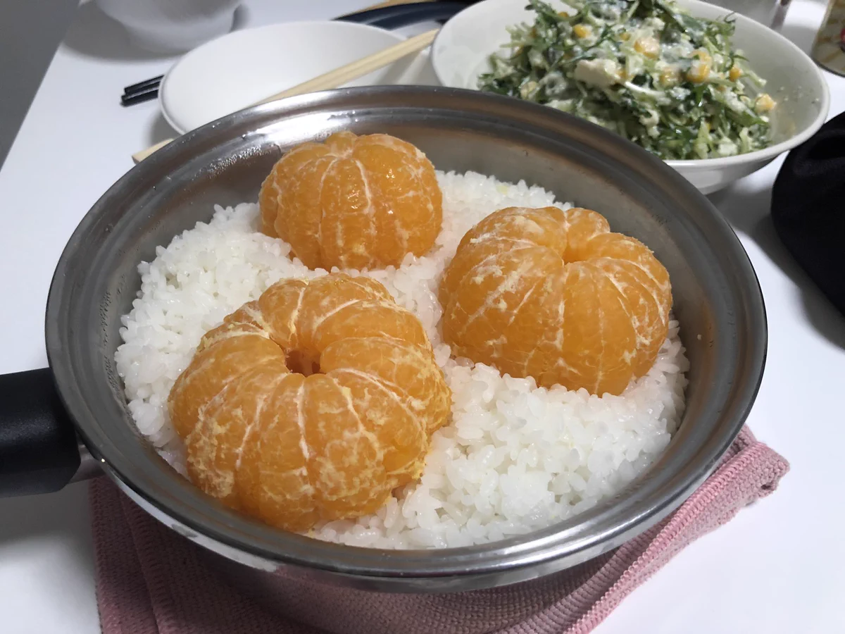 知り合いのお宅で驚きのご飯？衝撃のみかんご飯が出てきた！