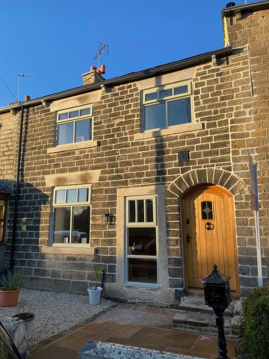 OldHouseRepair's tweet photo. Front of the house now complete. All of the cement removed, gutters / drains all fixed, ground levels reduced and chimney works undertaken.  #hotlime #repointed #timber #renovation https://t.co/ezXiQobHrT