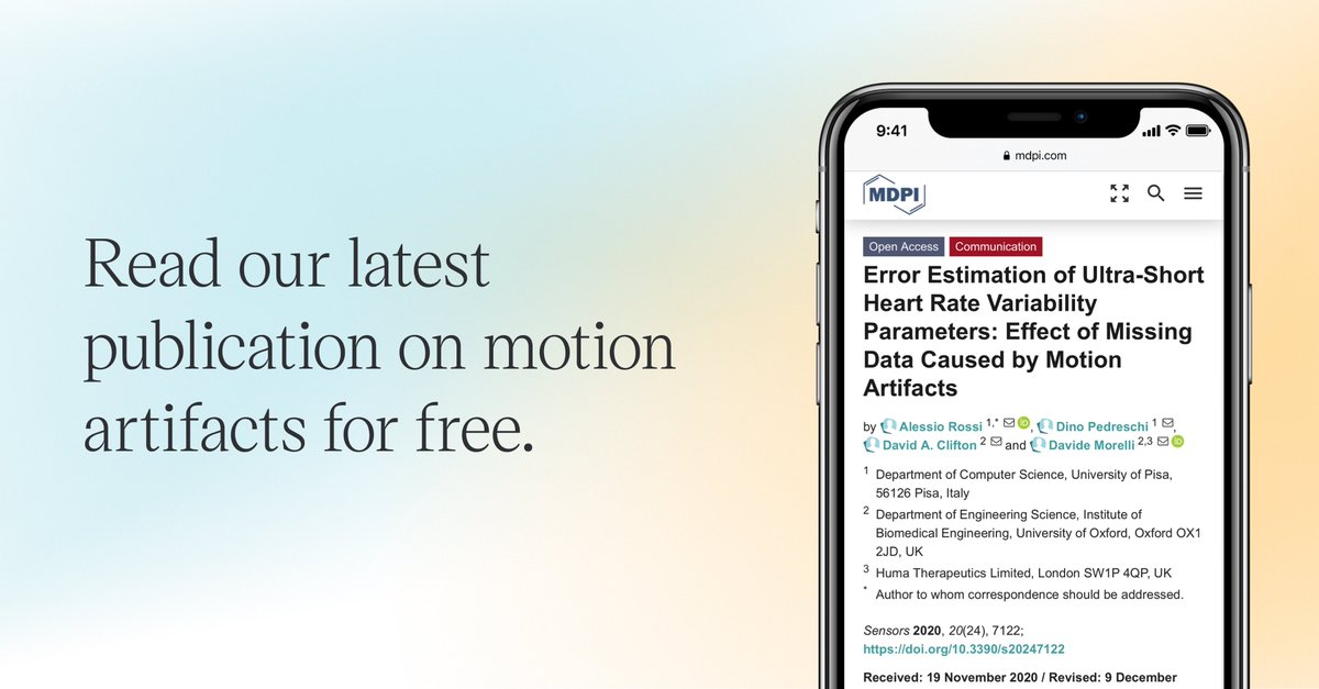 In our latest #research publication, we looked at how ‘noise data’ – such as from movements of the arm – affects data collected from wrist-worn devices used in assessing cardiovascular risk. Read the article online for free ➡️ mdpi.com/1424-8220/20/2…