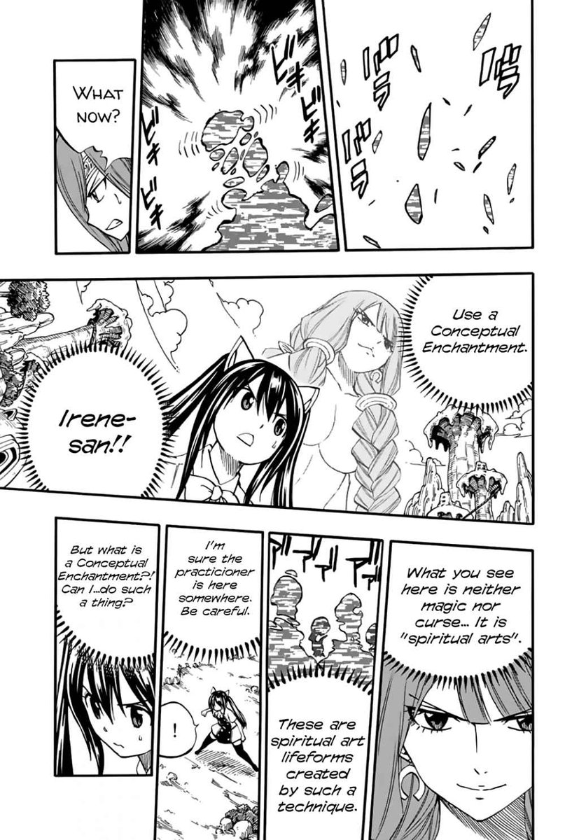 Same shit with Erza and Wendy in the latest chapter, they were at a disadvantage at the start. Not only that, they're on Elentir. They deadass know nothing about the place or how anything work except for that the place is overflowing with magic. Wendy just deadass learned-