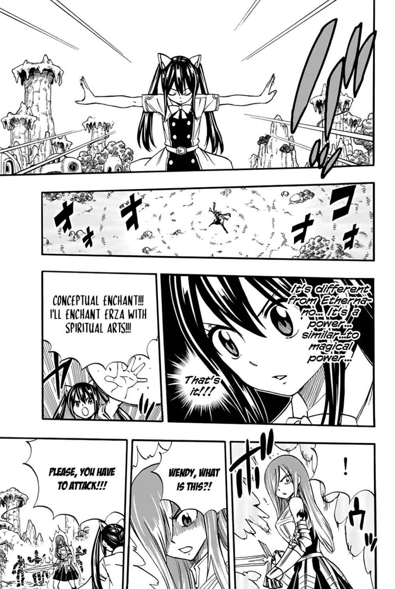 Same shit with Erza and Wendy in the latest chapter, they were at a disadvantage at the start. Not only that, they're on Elentir. They deadass know nothing about the place or how anything work except for that the place is overflowing with magic. Wendy just deadass learned-