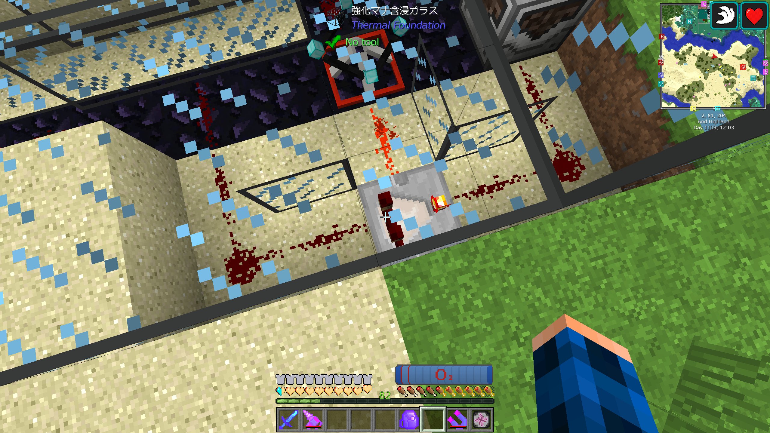 Koh Wither Builderはどんどんウィザーを呼んでしまうのと テスラコイルは敵の数が増えるとダメージが分散するっぽいので 同時に1体しか湧かないようにentity Detectorを設定 範囲にmobが1体以上いると 信号を出しコンパレーターの減算モードでレバーの