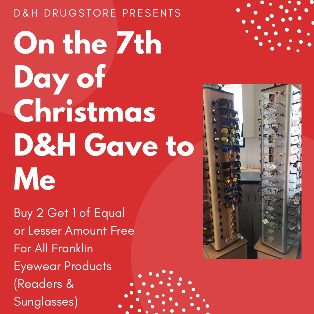Our #12DaysofChristmas continues with Franklin eyewear readers and sunglasses! #Day7 #shoplocal #shopsmall