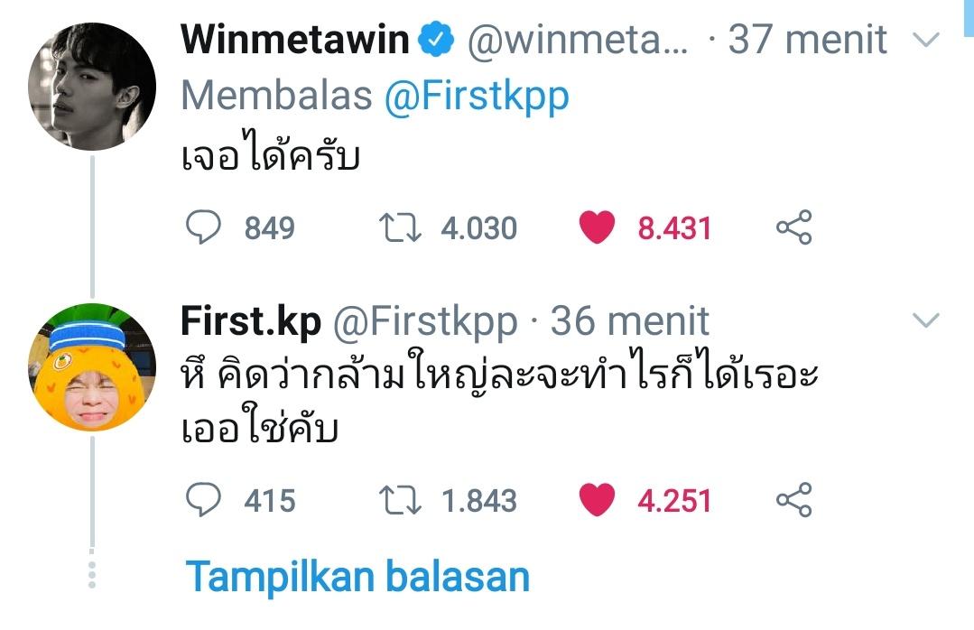 babyynolie's tweet photo. { fans : Win sm First kayak 555555555 saling nantang} 

First : kayaknya ada yg nantang gue nih
Win : maju dah lu/ayo dah
First : heh, lo pikir karna lo punya otot gede, terus lo bisa ngelakuin apapun semau lo gitu? Yup, lo bener

Cr trans. Yourborboleta
#winmetawin #firstkp https://t.co/AB7HwnPdnH