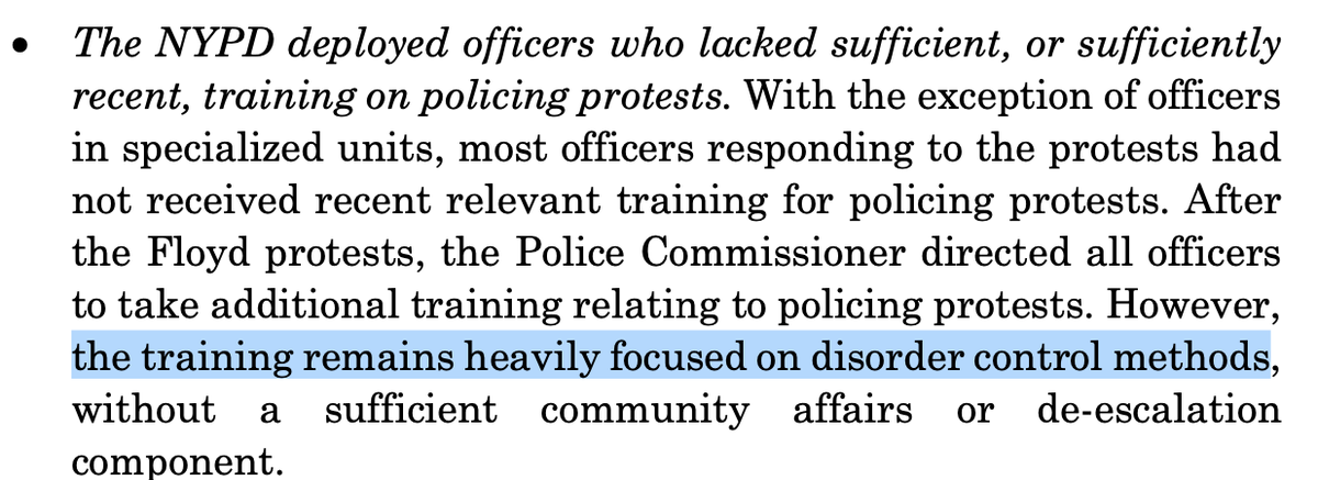 Even the department-wide retraining NYPD did during the summer just focused on propagating these tactics, as exemplified by SRG's return to kettling tactics & mass arrests in the Fall
