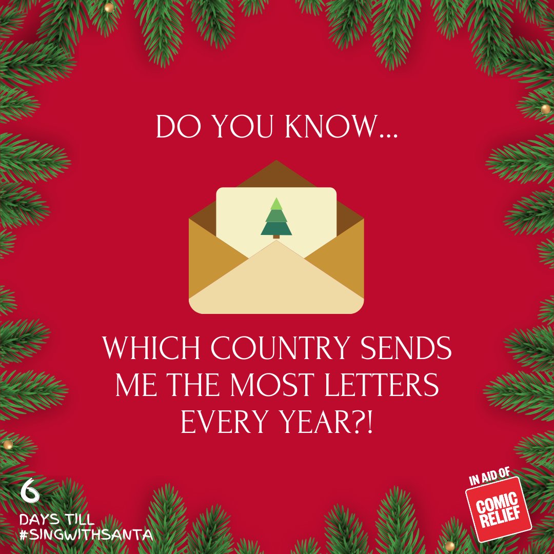 singwithsanta's tweet photo. Comment your answers below and don’t forget to address your letter to Father Christmas at the North Pole, so it doesn’t get lost in the mail! Buy your ticket to #SingWithSanta at https://t.co/MubPkXKbee 6 DAYS TO GO! https://t.co/PsnsvggzRw