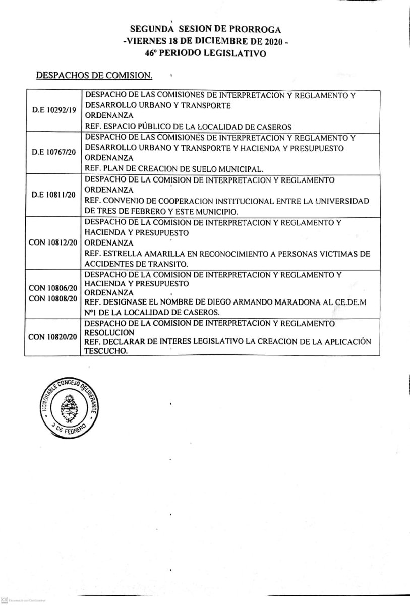 HCD3F's tweet image. Orden del día para la 2° Sesión de Prórroga del 2020.

@sergioiacovino

Se tomarán las medidas de protección y distanciamiento necesarias para cuidarnos entre todos.

Lo podes seguir en vivo hoy por:
fb.me/HCD3F