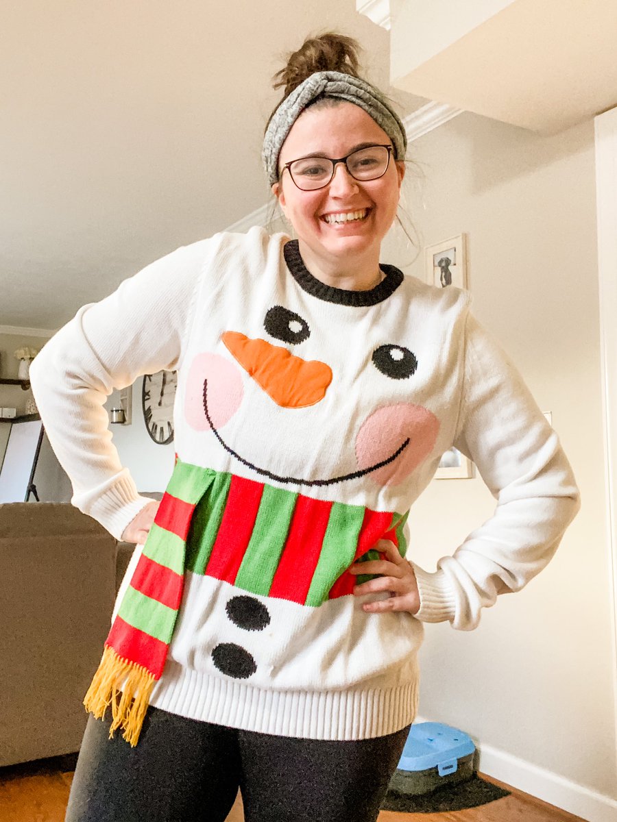 When you get an excuse to wear a sweater like this, because it’s Tacky Sweater Day at School! <a href="/AnthonyBurnsE/">Anthony Burns Elem</a> #abesdragons #tackysweaterday #abesstrong #happyholidays