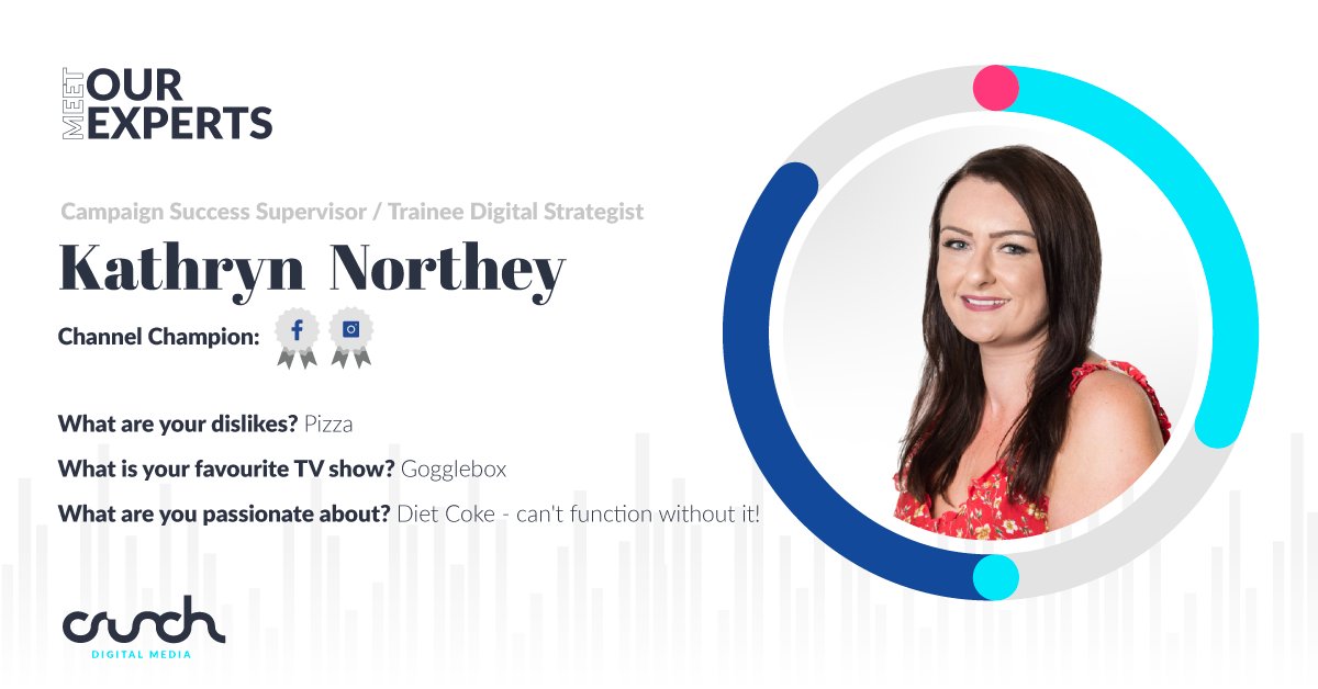 Crunch_Digital's tweet photo. [Meet Kathryn Northey] Our Campaign Success Supervisor / Trainee Digital Strategist at Crunch 💁‍♀️

Kathryn will optimise and enhance your campaign to make sure they leverage success with oomph.

Here's a little bit more about our Facebook &amp; Instagram Champ 👉 https://t.co/FGmTT81wHn