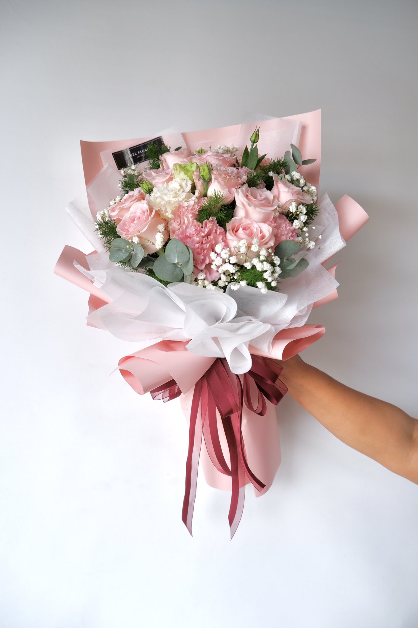 Angel Florist Gift Centre Pink Rose Bouquet 粉色玫瑰x洋桔梗花束 韩式花束korea Style Bouquet Rm 235 9stalk Rm 255 10stalk