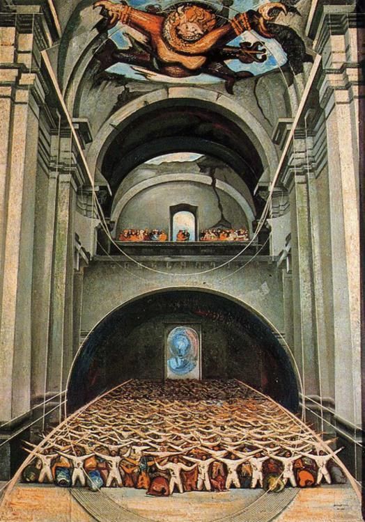 AnderAzpiroz's tweet photo. @arteneaUCM #RealismoMexicano El diablo en la iglesia (1947) es una obra de David Alfaro, perteneciente al muralismo Mexicano. En el se representa un templo en ruinas, en el cual abajo se encuentra el pueblo sometido que es contemplado por un pequeño grupo de privilegiados. https://t.co/DR760CJcKg