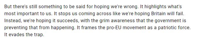 33/ 1. Britain has already failed - or at least is failing2. Brexit is not Britain: it's government policy. Hoping the policy fails is not the same as hoping the country has failed.3. As I said above - it's debatable whether anything makes a difference anyway.