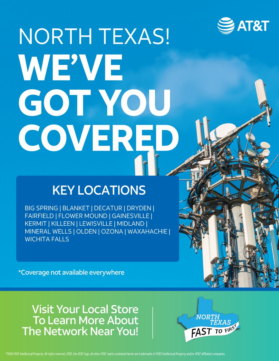 North Texas residents - WE'VE GOT YOU COVERED. Recently, we added new cell towers in key locations to help give our customers LTE connection, more reliable HD voice calls and faster speeds to support FirstNet. #attemployee #FastToFirst