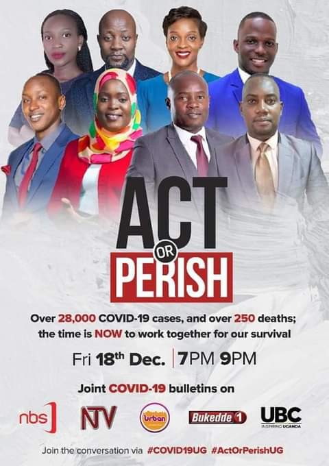 HabibahKiwanuka's tweet photo. Tonight we take on #COVID19UG as one.
Join myself, @SamsonKasumba, @FrankWALUSIMBI,
@JethroZepha @WaduloMA
@moseswalugembe7, Lydia Lakonyero and @Rita_Kanya for the #ActOrPerishUG joint bulletins at 7:00 pm and 9:00 pm.
#Staysafe #SleepUnderTheNetUg
#MinOfHealth https://t.co/TrWSMs0EhT