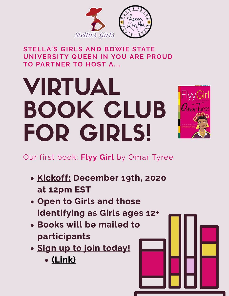 CALLING ALL READERS 🗣 our virtual partnered book club launches this weekend! 

Check out this link to join the fun! 

ow.ly/6NnB50CJy1s 

#QueenInYou #StellasGirls #BookClub #VirtualBookClub #FlyyGirl

*Funded by Charles County Health Department*