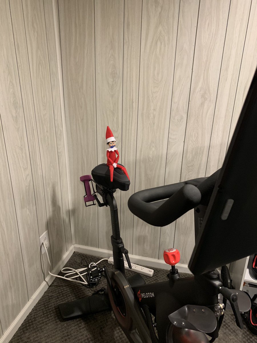 Archie decided he wanted to take a quick ride on the Peloton this morning before Morning Meeting.