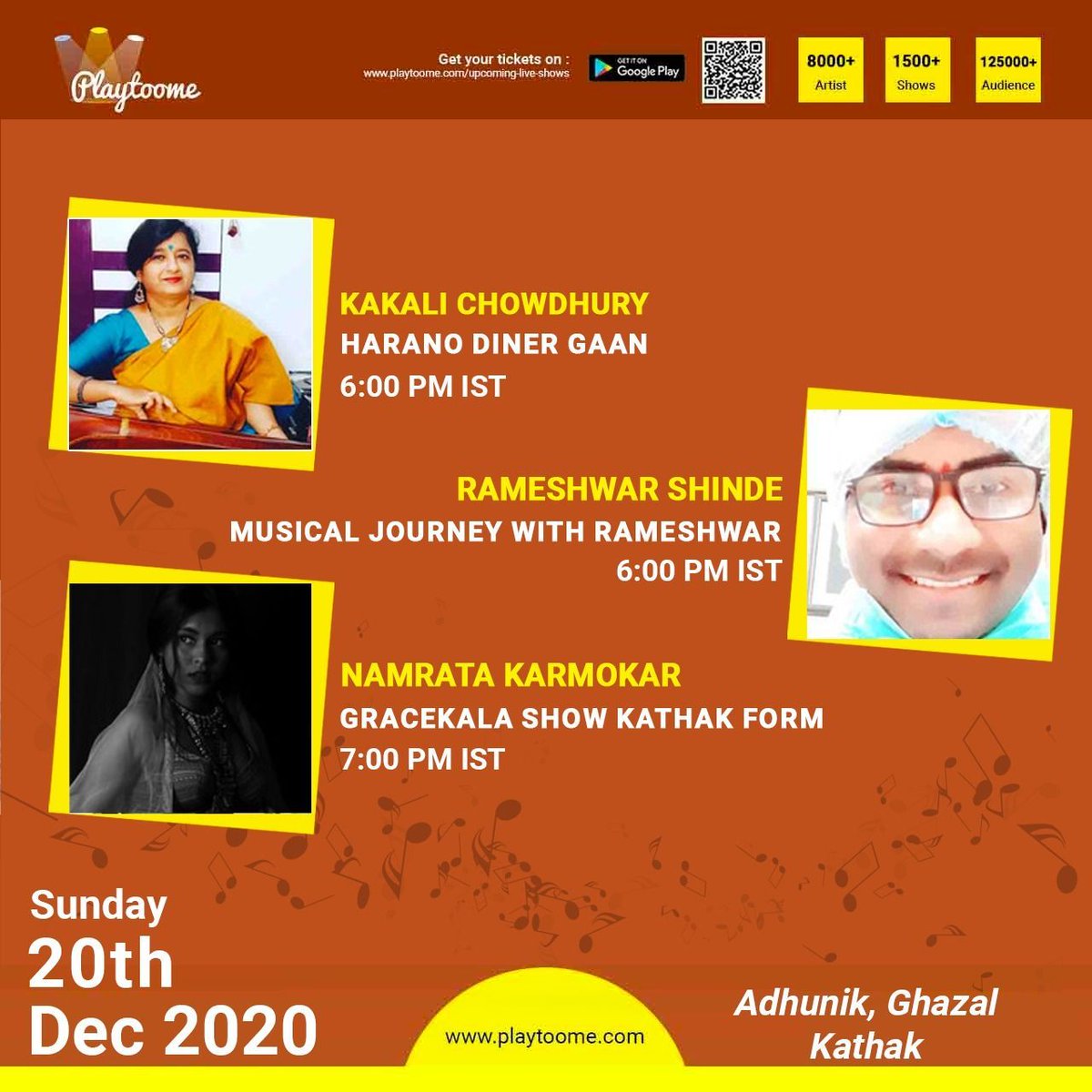 playtoome's tweet photo. Weekend Special!
Enjoy the Adhunik Ghazal, Kathak and many more only on Playtoome. Grab your tickets at https://t.co/mf4ORsgtjE⠀

#ghazal #music, #kathak #livefromhome #performance #artists #talent #joinnow #support #performance #artists #talent #weekend #sundayvibes https://t.co/q3vYPAA59a