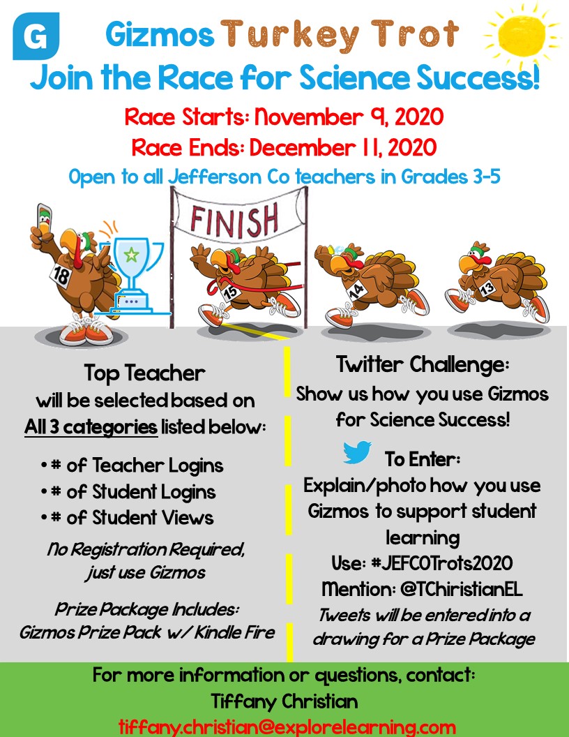 We have a winner!!! Congratulations to our Fall Gizmo Contest winners...🏆Donna Jones - Clay-Chalkville MS,
🏆Robert Lewis - Adamsville ES, and🎗️Jennifer Rouse - Corner MS! <a href="/JEFCOED/">Jefferson County Schools</a> #JEFCOTrots2020 #JEFCOABC2020