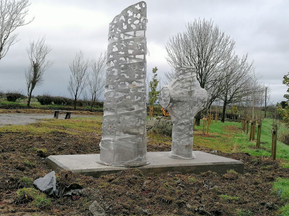 First set of sculptures being put in place at Monasterboice bus stop then on to Priestown #Monasterboice #Louth #IrelandsAncientEast #sculpture #Heritage #TownAndVillageRenewal #Community #