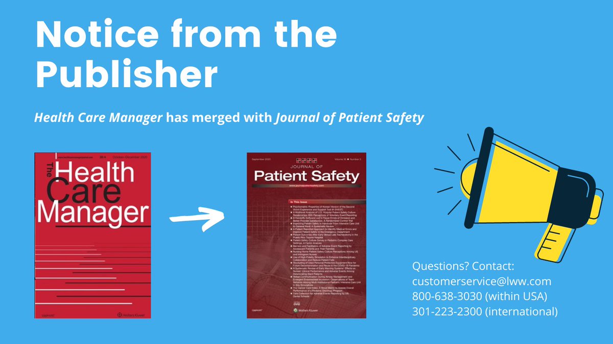 HCMonline's tweet photo. Attn readers, subscribers, followers! We have merged with @JPatientSafety. For more information, please read the publisher's letter in our October/December 2020 issue: https://t.co/xxYGMj7Fe1 #HealthManagement #HCLDR #MedTwitter #PatientSafety #HealthPolicy #NurseTwitter https://t.co/F4kk2p1ddQ