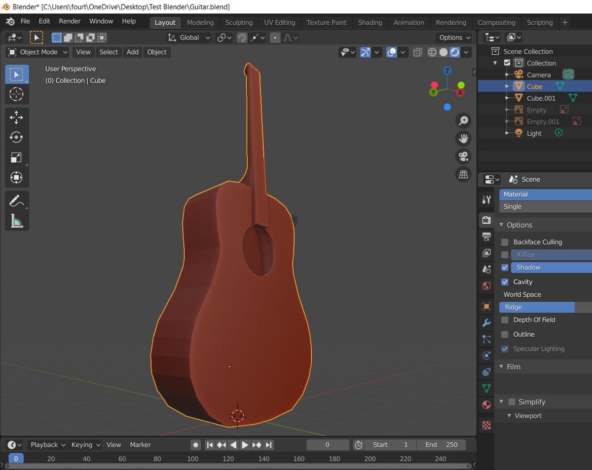 TomLD6's tweet photo. A little #Blender test model while I practise 3D modelling.
#3dmodeling #digitalmodelling #indiedev #guitar #instrumental #3dart https://t.co/68mzQ4S7Cw