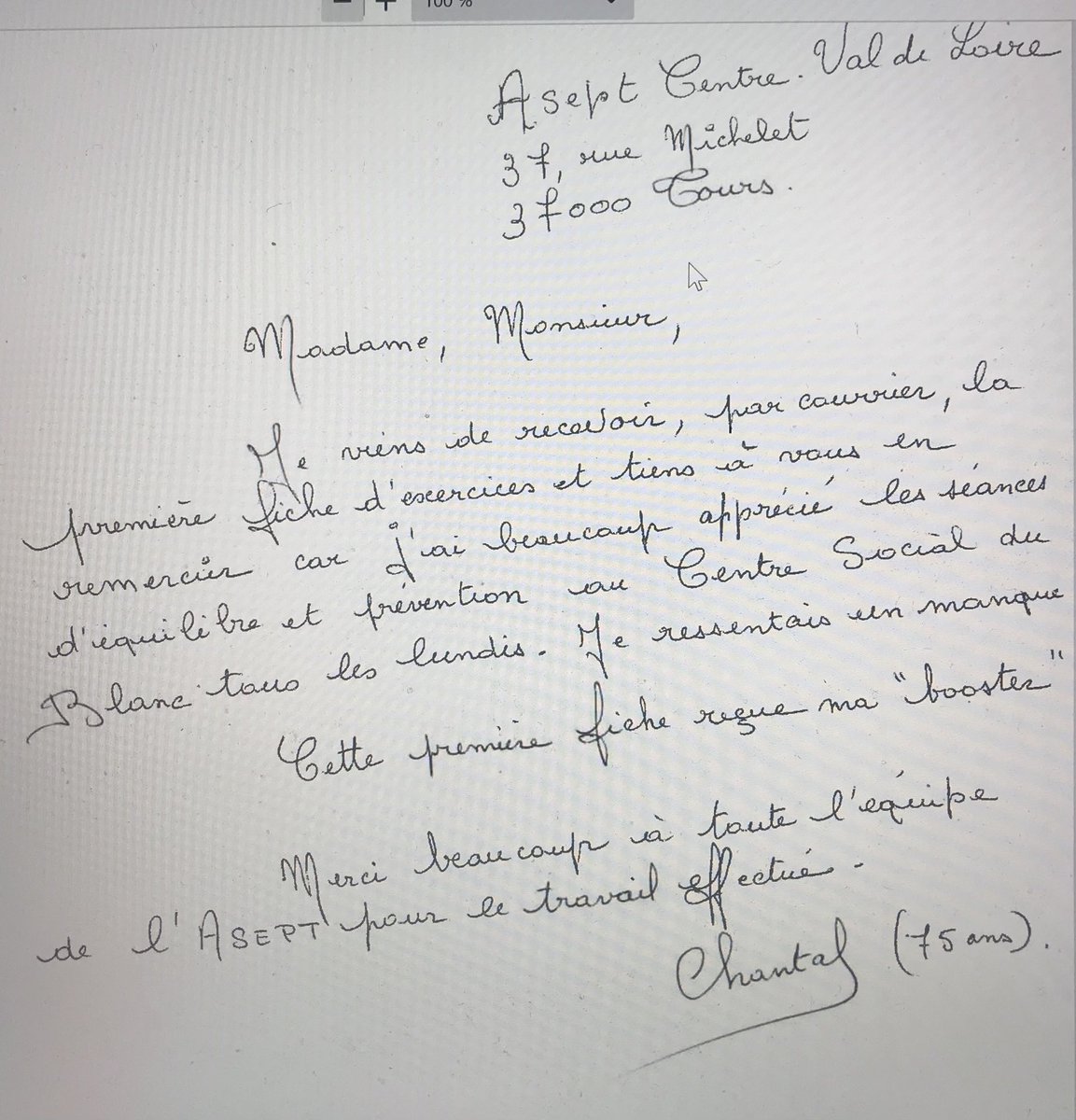 #recevoir un courrier suite à la mise en place d ateliers ⁦<a href="/Aseptcvl/">ASEPT Centre Val de Loire</a>⁩ renforce notre volonté de continuer les ateliers en visio 👏👏aux animatrices pour leur investissement ⁦<a href="/CarsatCVL/">Carsat Centre-Val de Loire</a>⁩ ⁦<a href="/MSABT363741/">MSA Berry-Touraine</a>⁩