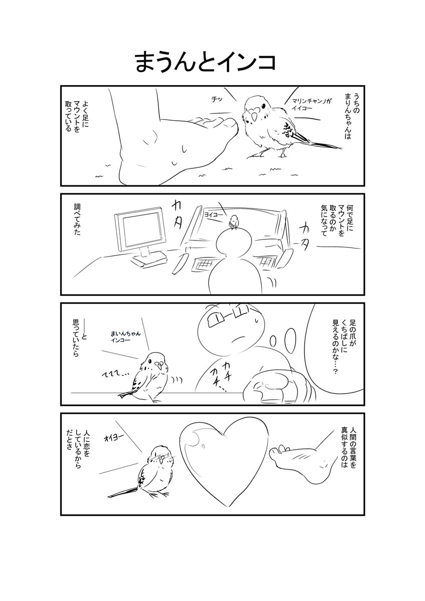 まうんとインコ
#インコ #漫画 #ネーム #1p漫画 