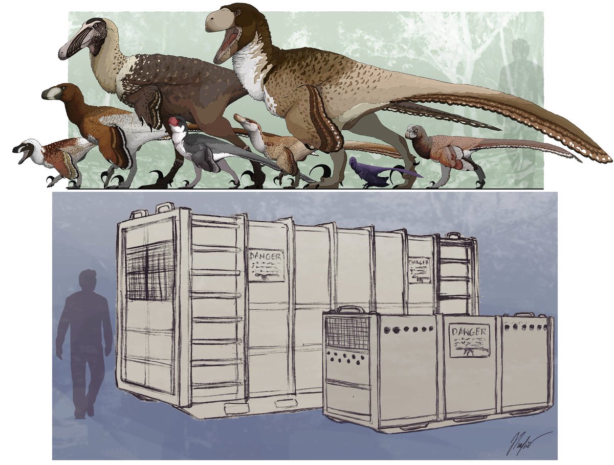 JedTaylorArtist's tweet photo. A selection of #DromaeosaurSanctuary images, and there'll be many more to come in 2021. I'd love to make some of this in a zoo building game to use as reference, I just don't have the hardware to run anything good. https://t.co/Rge6Xyf2ed