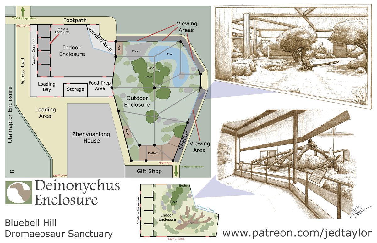 JedTaylorArtist's tweet photo. A selection of #DromaeosaurSanctuary images, and there'll be many more to come in 2021. I'd love to make some of this in a zoo building game to use as reference, I just don't have the hardware to run anything good. https://t.co/Rge6Xyf2ed