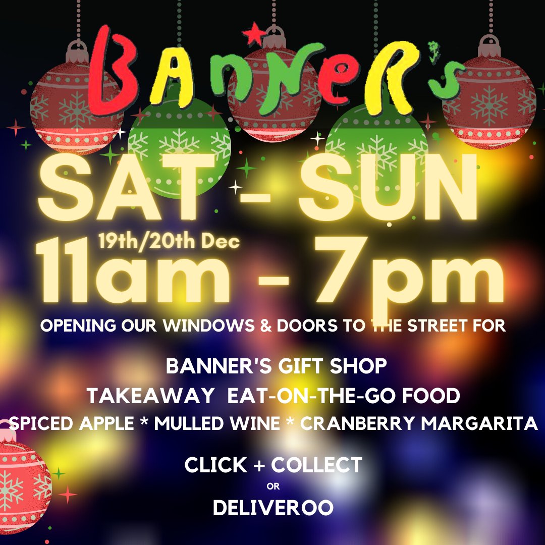 We are opening our doors and windows to the street 
SAT 19th - SUN 20th  11am - 7pm 😍🥙🍔🍹🍸😎
Takeaway Food | Drinks | Click and Collect service 
#Crouchend #Muswellhill #FestiveFun #Christmas2020 #Christmas #crouchendmums #crouchendrestaurants #Takeaway #GiftIdeas2020