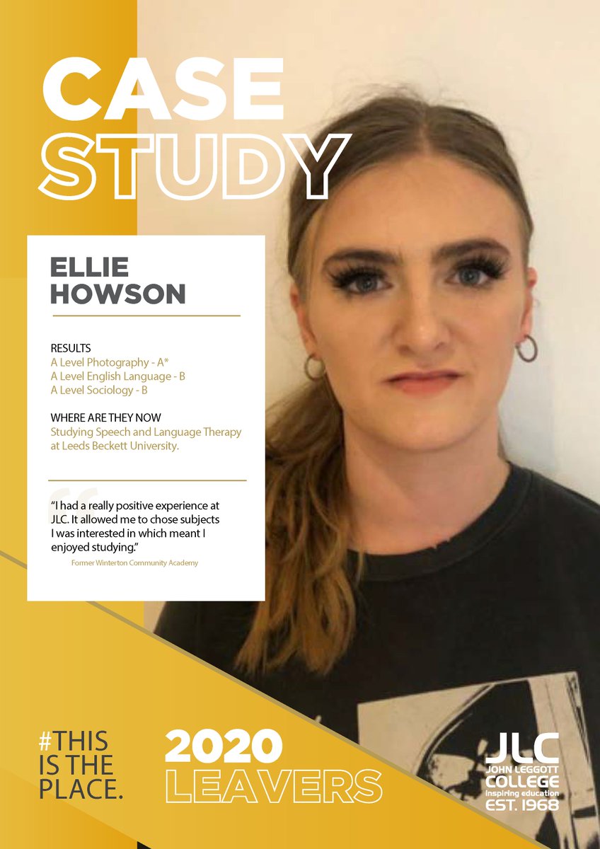 JohnLeggottColl's tweet photo. #Throwback to one of our 20 leavers who studied Photography, English Langauge, Sociology 
and is now studying Speech &amp; Language Therapy at university. Your courses do not limit your progression if you study sny course, combination.
This could be you! #StriveToAchieve #JLCAlumni https://t.co/xStUg0IUwX