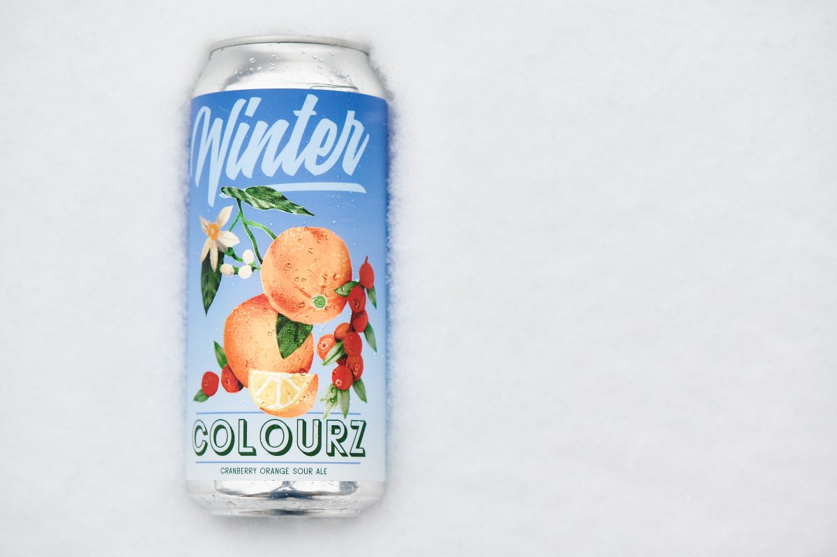 Fresh snow, fresh beers! The new Winter Colourz drops today ❄️ Part of our fruited sour series Colourz, the winter version has orange + cranberries &amp; a little more ABV, coming in at 5.7% for these colder months 🤘
Open regular hrs today, noon-8pm. Come get your shoveling rewards!