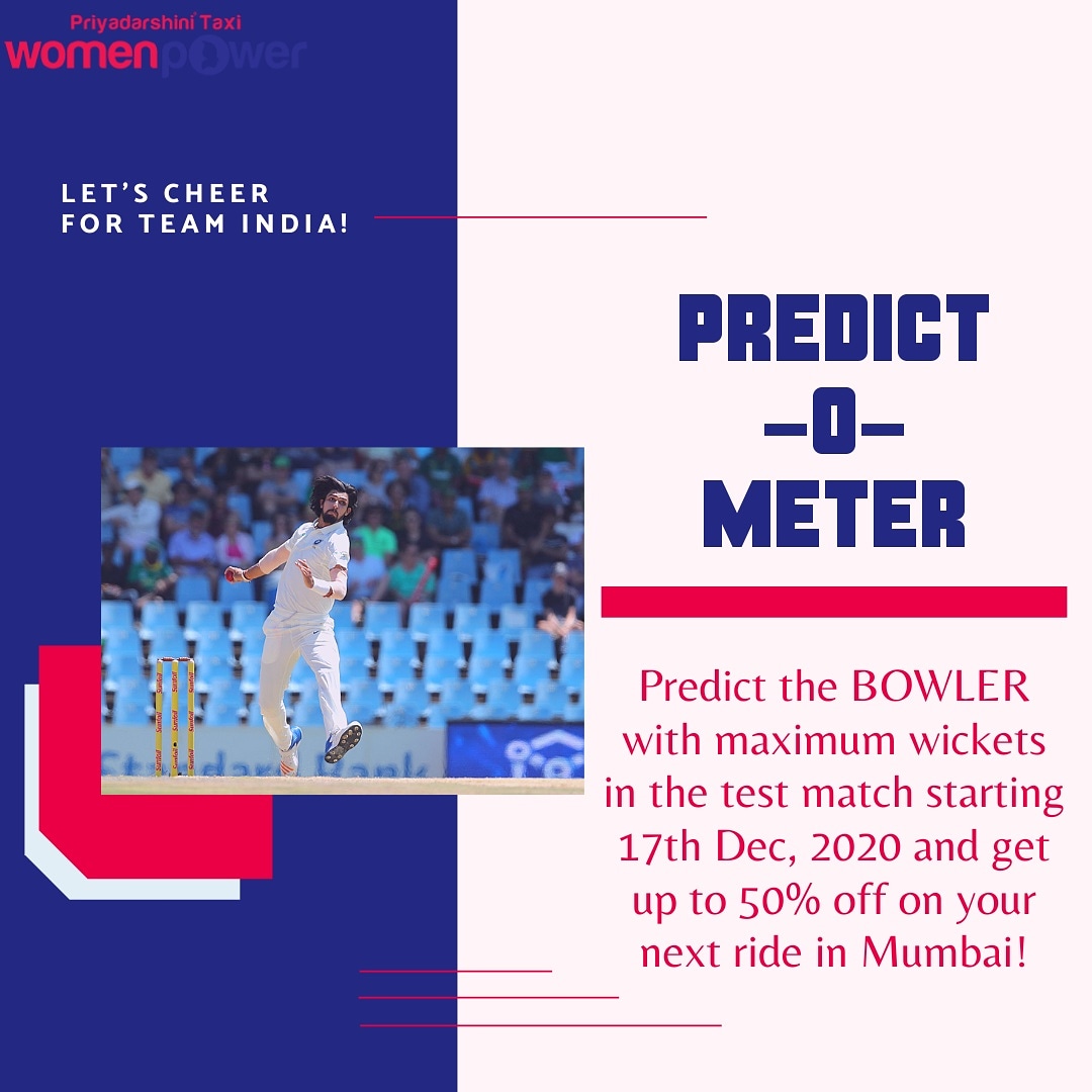 ourpts's tweet photo. PREDICT-O-METER DAY 2 🏏

Predict and comment the Bowler with the maximum wickets in the current India VS Australia Test Match and win exciting offers! 😍 

The ones with the right prediction will get up to 50% off on their next ride in Mumbai! 

#INDvsAUSTest #India #TestCricket https://t.co/JJVaj3DamE