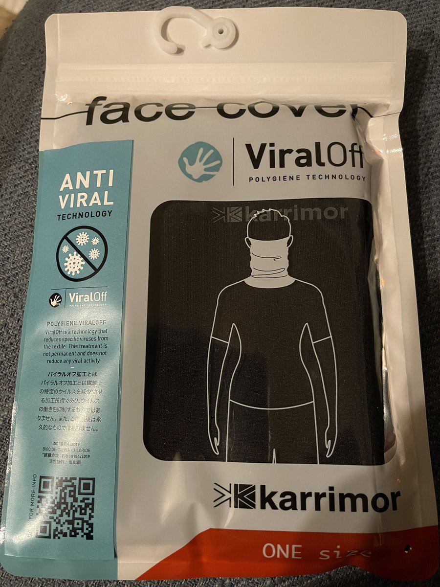yjtravellife's tweet photo. 最近よく広告を見かけるから早速買ってみた
マスクいらん場所はネックウォーマーにしとけばいいし、あとは効果と着け心地がどんなものか🤔
#karrimor #facecover #viraloff https://t.co/xprxIhyb8T