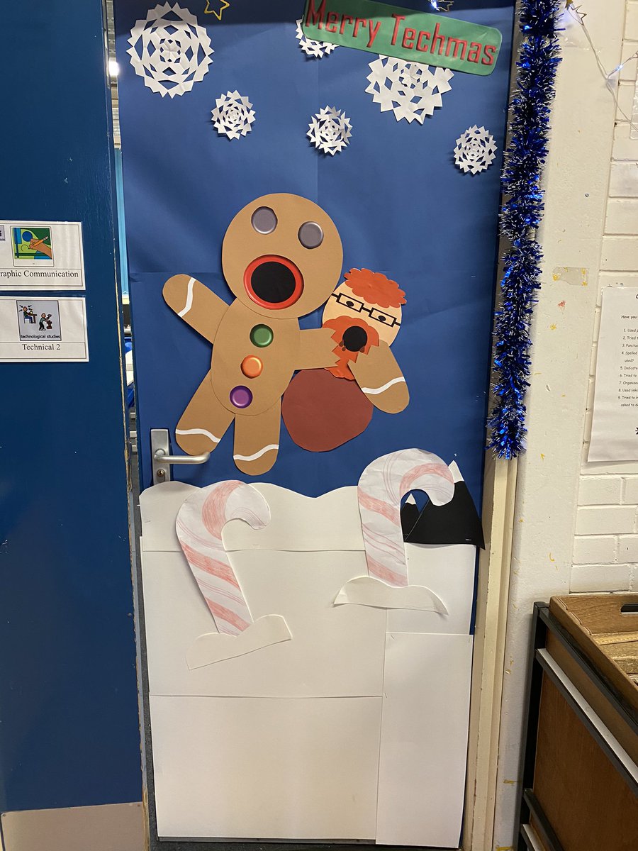DalzielDt's tweet photo. Our Higher Graphics class used their creative skills to plan, layout and make two competing Christmas doors in a bid to win the title for the Christmas Door competition. Who do you think deserves the gold medal? 🥇 https://t.co/IeqDUjTOuW