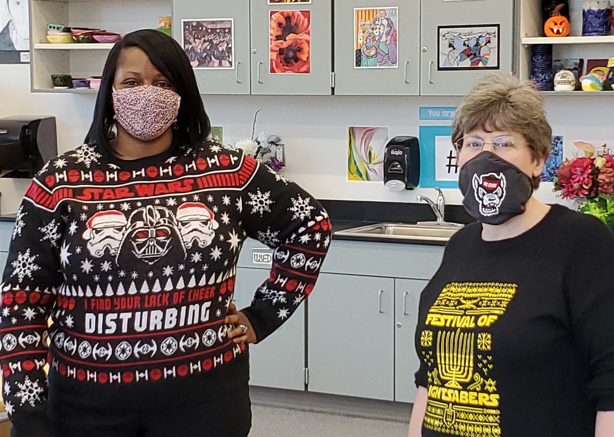 AFHSDaniels's tweet photo. Star Wars Holidays! @ArtWithWithers @AFMSChargers #tackysweaters https://t.co/WNzv1GyIfv