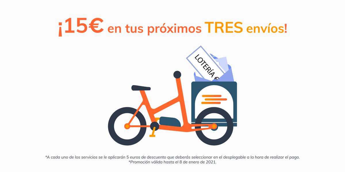 ¿Quieres enviar el billete de #loteria a tu familia y amig@s?
👉Utiliza #WagonGO App: servicio de envíos #inmediatos en la Comunidad de #Madrid y en #Sevilla.

💸¡Regístrate y obtén tu #descuento de𝟏𝟓€ 𝐞𝐧 𝐭𝐮𝐬 𝐓𝐑𝐄𝐒 𝐩𝐫𝐢𝐦𝐞𝐫𝐨𝐬 𝐞𝐧𝐯í𝐨𝐬!

#LoteriadeNavidad