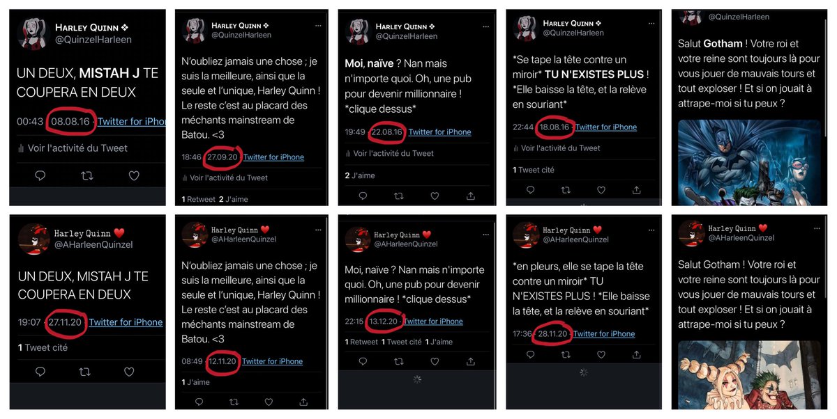 QuinzeIHarIeen's tweet photo. // parce que ça va 5min de me prendre pour une conne. voici donc tout mes tweets qu’elle m’a volé, AVEC LES DATES. La plupart des miens datent de y a 4 ANS. Donc il y a eu un bon stalking ! Si la personne concernée aurait agit comme une adulte et n’aurait pas ignoré mon dm, - https://t.co/Y2qcnyEhms