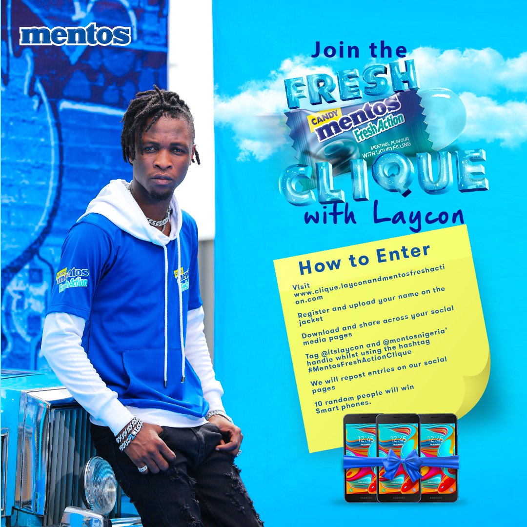 Horlar_Leycon's tweet photo. @itsLaycon @MENTOSNigeria
#MentosFreshActionCandyClique #MentosXLaycon #SayYesToFresh #MentosFreshActionCandy https://t.co/kSstLkJsPU https://t.co/3AASaPUjog