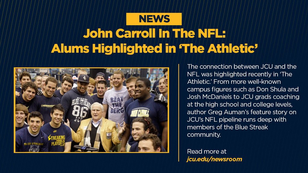 JohnCarrollU's tweet photo. John Carroll University’s unprecedented pipeline to the NFL is the subject of a feature story in ‘The Athletic.’ Read More: https://t.co/ZnyJHQiURi https://t.co/0Z0t3Y1Dij