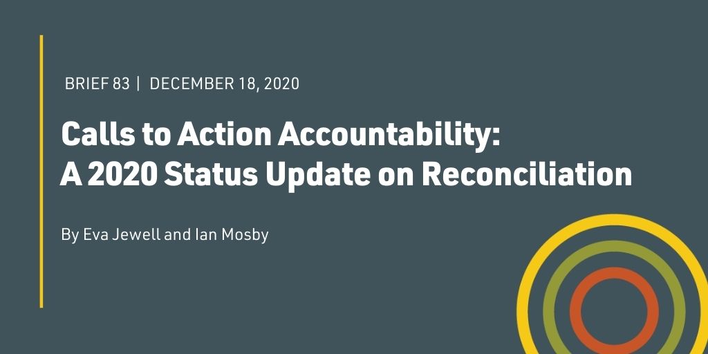 This week marks the 5th anniversary of the Final Report of the TRC. Time for the annual accountability check from Eva Jewell (@ebaans_ ) &amp; Ian Mosby (@Ian_Mosby). 

Is there progress on the Calls to Action? Read the 2020 Status Update Executive Summary:

yellowheadinstitute.org/2020/12/17/cal…
