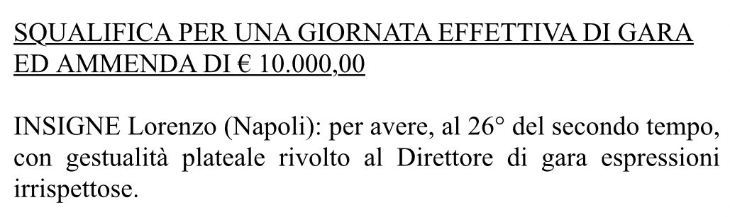 capuanogio's tweet photo. Squalifica con sconto per #Insigne: una giornata e 10.000 euro di multa per espressioni irrispettose verso l’arbitro #Massa https://t.co/1Z4dYQht4S