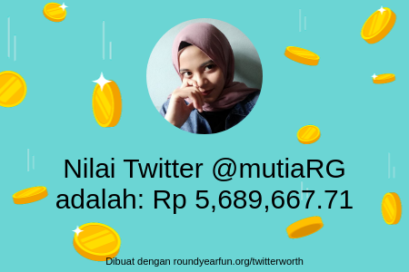 mutiaRG's tweet photo. Nilai Twitter Saya adalah: Rp 5,689,667.71

Temukan milikmu dengan https://t.co/v9Et3ubYae

⠀ https://t.co/M2hZyO9OAI