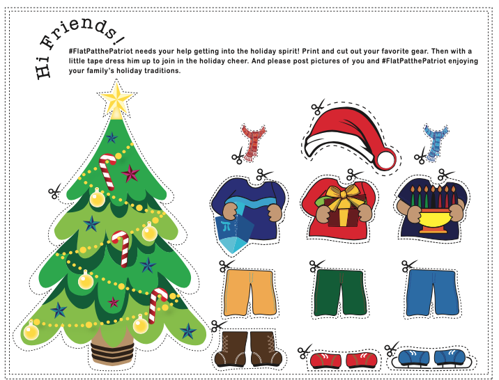 WESGenevaILPTO's tweet photo. The holiday season is here, &amp; #FlatPatthePatriot wants in on the holiday cheer so dress him up in your favorite holiday gear. Go to https://t.co/uLUiPYCxEE to download and print adorable holiday outfits. And of course, we want to see pictures, so please post. https://t.co/uvqIN7rvem