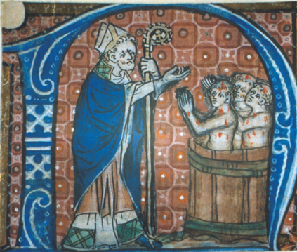 EvadoraLeroux's tweet photo. The #lore of #saintnicolas includes a story of the butcher who dismembered 3 young boys, putting them in pickle barrels to sell them as ham. Nicholas saved the day by resurrecting them with the Sign of the Cross. #FaustianFriday https://t.co/vFoSRwHPLn