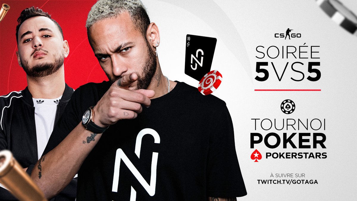 Rendez-vous lundi 21 pour une soirée inédite avec @neymarjr ! 😱

Au programme de la soirée, un petit 5VS5 sur CS & un tournoi de Poker avec @pokerstars ! ♠️

▶️ Gotaga.tv | Twitch.tv/gotaga